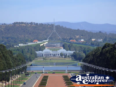 Canberra view across to Parliament House . . . CLICK TO VIEW ALL CANBERRA POSTCARDS