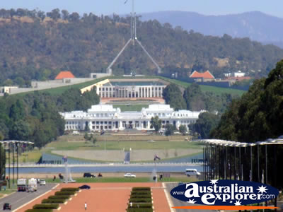 Canberra view to Parliament House . . . CLICK TO VIEW ALL CANBERRA POSTCARDS