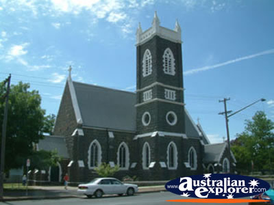 Church in Tumut . . . CLICK TO VIEW ALL TUMUT POSTCARDS