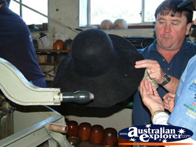 Akubra Hat Factory Tour Hat Being Moulded . . . CLICK TO VIEW ALL KEMPSEY (AKUBRA) POSTCARDS