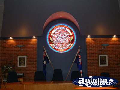 Coat of Arms in Council Chambers Inverell . . . CLICK TO VIEW ALL INVERELL POSTCARDS