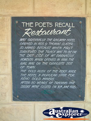 Gundagai, Poets Recall Motel Restaurant Plaque . . . VIEW ALL GUNDAGAI PHOTOGRAPHS