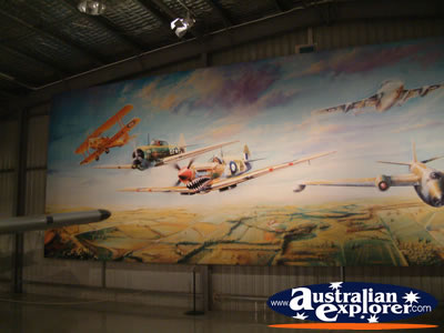 Mural at Temora Aviation Museum . . . CLICK TO VIEW ALL TEMORA POSTCARDS