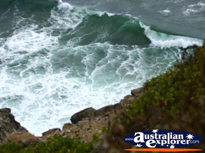 Waves breaking on the headland at Cape Byron . . . CLICK TO VIEW ALL CAPE BYRON POSTCARDS