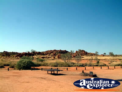 Sunny shot of the area surrounding Devils Marbles . . . CLICK TO VIEW ALL DEVILS MARBLES POSTCARDS