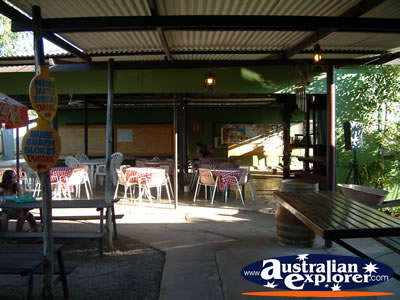 Daly Waters Pub outdoor area . . . CLICK TO VIEW ALL DALY WATERS POSTCARDS