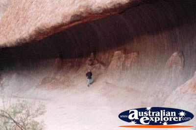 Standing Under Ayers Rock . . . CLICK TO VIEW ALL AYERS ROCK (BASE WALK) POSTCARDS