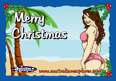 Christmas Beach Setting with Girl . . . CLICK TO VIEW ALL CHRISTMAS LANDSCAPES POSTCARDS