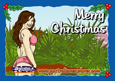 Christmas Bushland Setting with Girl . . . CLICK TO VIEW ALL CHRISTMAS LANDSCAPES POSTCARDS
