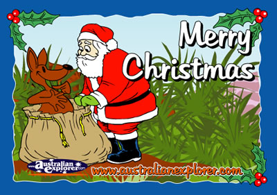 Christmas Bushland Setting with Santa . . . CLICK TO VIEW ALL CHRISTMAS LANDSCAPES POSTCARDS