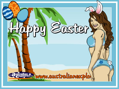 Easter Bunny Girl (Blue) . . . CLICK TO VIEW ALL EASTER POSTCARDS