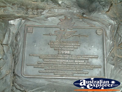 Mt Isa Plaque for Contemporary Miner . . . VIEW ALL MT ISA PHOTOGRAPHS
