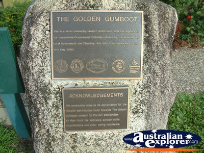 Tully Golden Gumboot Plaque . . . VIEW ALL TULLY PHOTOGRAPHS