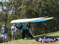 Tamborine Mountain Hand glider preparing for takeoff . . . CLICK TO ENLARGE