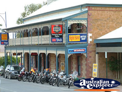 Mannum Bikes Outside Hotel . . . CLICK TO VIEW ALL MANNUM POSTCARDS