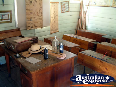 Loxton Historical Village School Desks . . . CLICK TO VIEW ALL LOXTON POSTCARDS