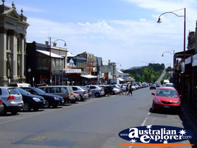 Cars parked on a Daylesford Street . . . CLICK TO VIEW ALL DAYLESFORD POSTCARDS
