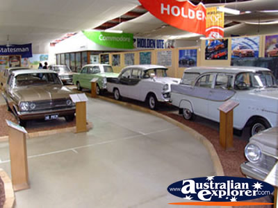 Car Display inside Echuca Holden Museum . . . CLICK TO VIEW ALL ECHUCA POSTCARDS