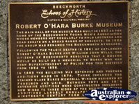 Beechworth Burke Museum Plaque . . . CLICK TO ENLARGE