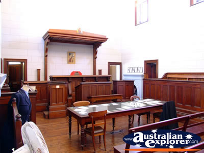 Courtroom Closeup at Beechworth Courthouse . . . CLICK TO VIEW ALL BEECHWORTH (COURTHOUSE) POSTCARDS