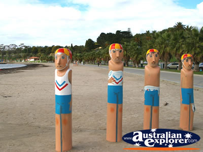 Fun Shot of Statues on Geelong Waterfront . . . CLICK TO VIEW ALL GEELONG (ESPLANADE) POSTCARDS