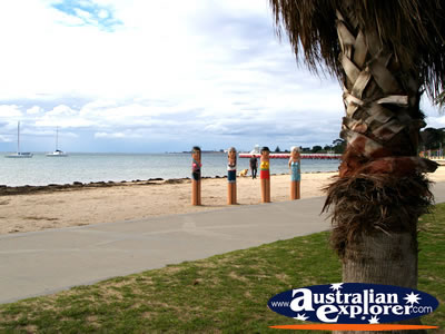Statues Lining the Boardwalk in Geelong . . . CLICK TO VIEW ALL GEELONG (ESPLANADE) POSTCARDS