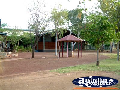 Outside of Halls Creek Visitors Centre . . . CLICK TO VIEW ALL HALLS CREEK POSTCARDS