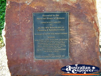 Broome Memorial to Hard Hat Divers Plaque . . . VIEW ALL BROOME PHOTOGRAPHS