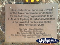 Plaque at Geraldton HMAS Sydney Memorial . . . CLICK TO ENLARGE