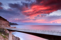 Sea Cliff Bridge Sunset Burst