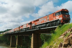 First Freight Train On The Ferguson Bridge