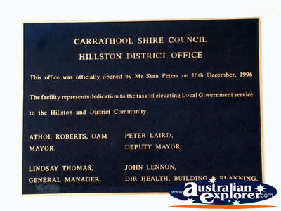 Hillston Council Plaque . . . CLICK TO VIEW ALL HILLSTON POSTCARDS