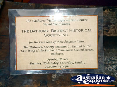Bathurst Visitor Centre Coach Plaque . . . CLICK TO VIEW ALL BATHURST POSTCARDS