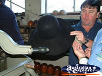 Akubra Hat Factory Tour Hat Being Moulded . . . CLICK TO ENLARGE