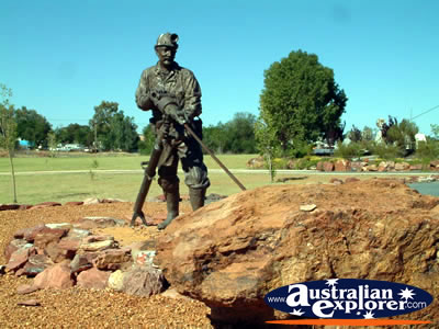 Sculpture of a Miner at Cobar Miners Memorial . . . CLICK TO VIEW ALL COBAR POSTCARDS