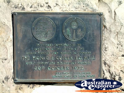 Plaque at the at the rest stop on the road to Wilcannia . . . VIEW ALL WILCANNIA PHOTOGRAPHS