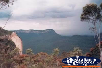 View over the Blue Mountains . . . CLICK TO VIEW ALL WALLAMAN FALLS POSTCARDS