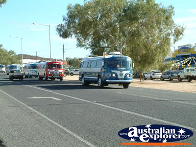 Alice Springs Transport Hall of Fame Parade Line of Vintage Buses . . . CLICK TO VIEW ALL ALICE SPRINGS POSTCARDS