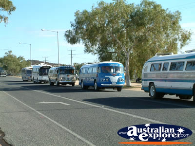 Alice Springs Transport Hall of Fame Parade Line Of Buses . . . CLICK TO VIEW ALL ALICE SPRINGS POSTCARDS