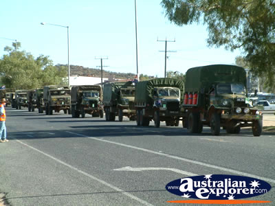 Alice Springs Transport Hall of Fame Parade Convoy of Army Trucks . . . CLICK TO VIEW ALL ALICE SPRINGS POSTCARDS