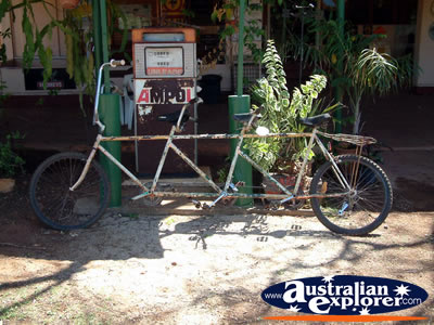 Tandem Bicycle at Pink Panther Hotel in Larrimah . . . CLICK TO VIEW ALL LARRIMAH POSTCARDS