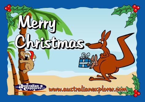 Christmas Beach Setting with Koala . . . CLICK TO VIEW ALL CHRISTMAS POSTCARDS