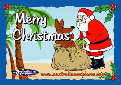 Christmas Beach Setting with Santa . . . CLICK TO VIEW ALL CHRISTMAS POSTCARDS