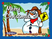 Christmas Beach Setting with Snowman . . . CLICK TO ENLARGE