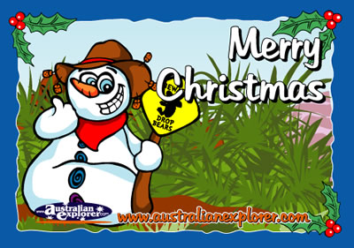 Christmas Bushland Setting with Snowman . . . CLICK TO VIEW ALL CHRISTMAS POSTCARDS