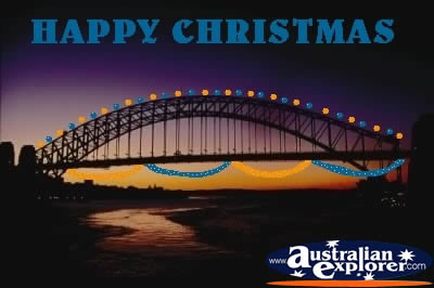 Sydney Harbour Bridge at Christmas . . . CLICK TO VIEW ALL CHRISTMAS POSTCARDS