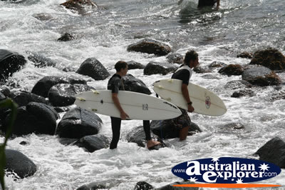 Surfing Off the Rocks . . . CLICK TO VIEW ALL SURFING POSTCARDS
