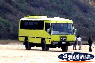 Coach on Fraser Island . . . CLICK TO VIEW ALL VEHICLES POSTCARDS
