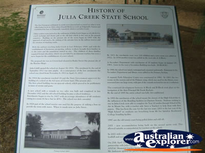 Julia Creek State School History Plaque . . . CLICK TO VIEW ALL JULIA CREEK POSTCARDS