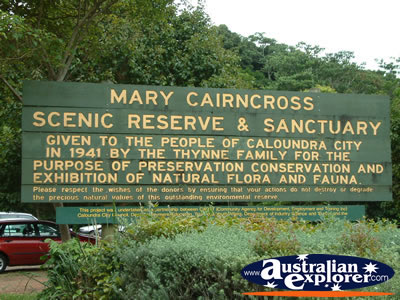Maleny Mary Cairncross Reserve Sign . . . CLICK TO VIEW ALL MALENY POSTCARDS
